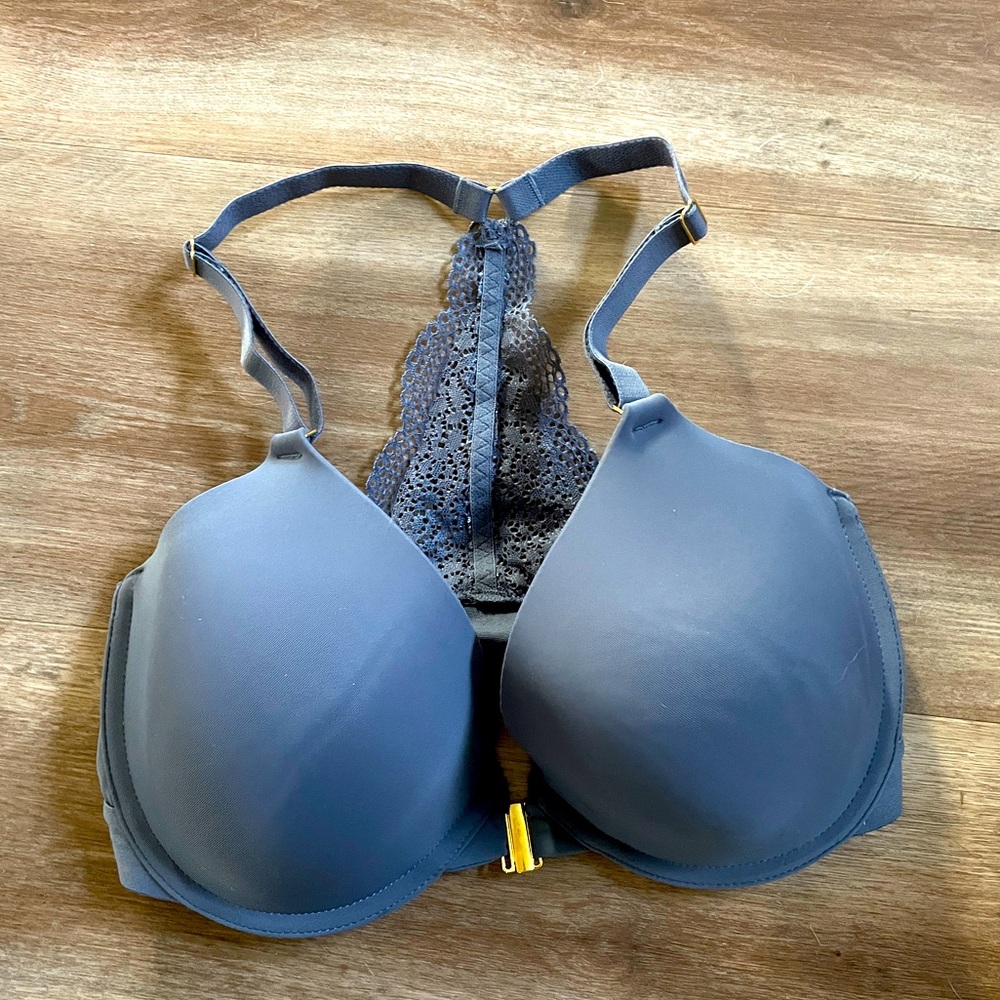 Lively bra 34D front closure lace racerback underwire lightly padded cups